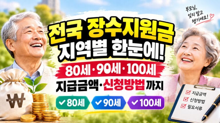 2026년 전국 장수지원금 총정리｜80세·90세·100세 장수수당 지역별 지급금액과 신청방법
