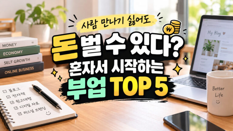 사람 만나기 싫어도 돈 벌 수 있다? 혼자서 시작하는 부업 TOP 5